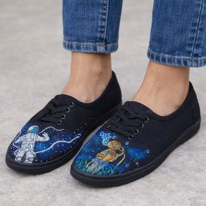 Wild Fable Black and Blue Cosmic Design Sneakers